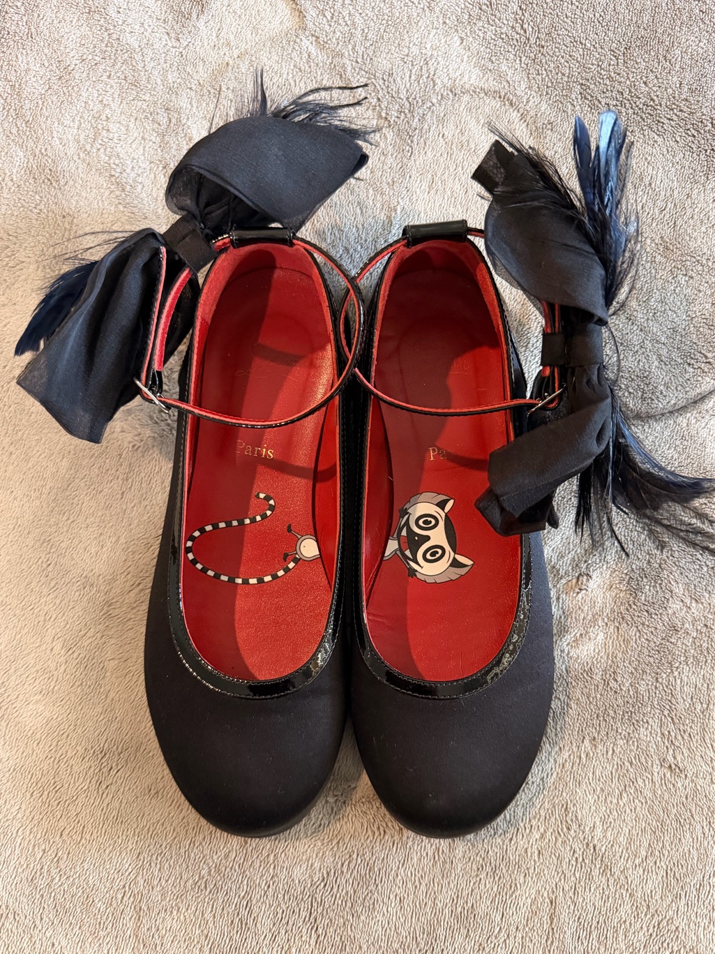 Cristian Louboutin Auth Kids' Anemonina Embellished Satin Ballet Flats In Black